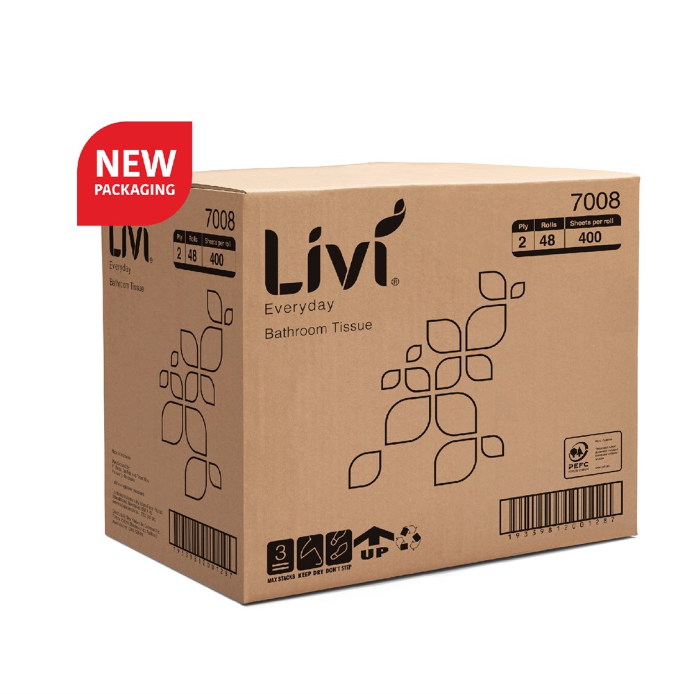 609-045 - Toilet Paper Livi Basics 2ply 400 sheets 48/carton - PPG Online