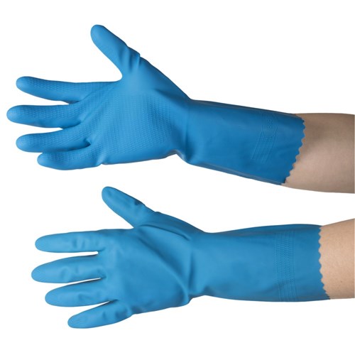 Glove Rubber Silver Lined MED Size 7-7.5 Blue F/T 144Pr/Ctn