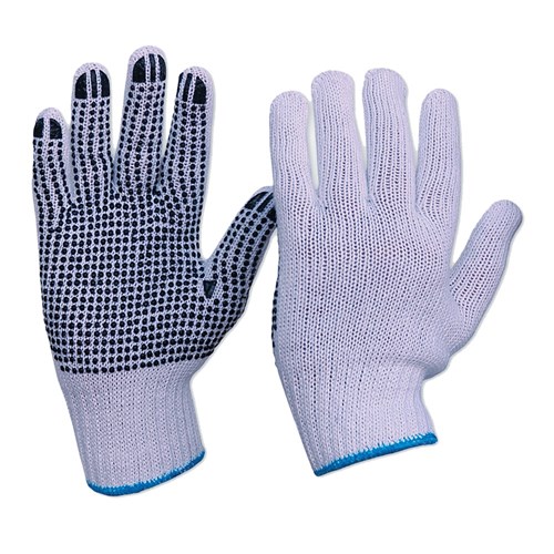 Interlock Poly Cotton Polka Dot Knitted Cuff Gloves  300/carton