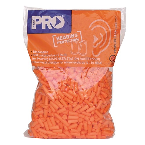 Ear Plug Uncorded Class 5 27DB Foam Refill 500/Bag